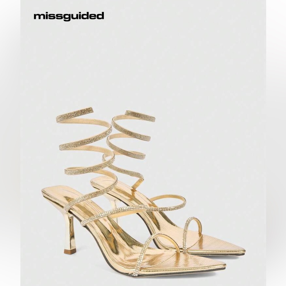 NEW Missguided Gold Spiral Heels